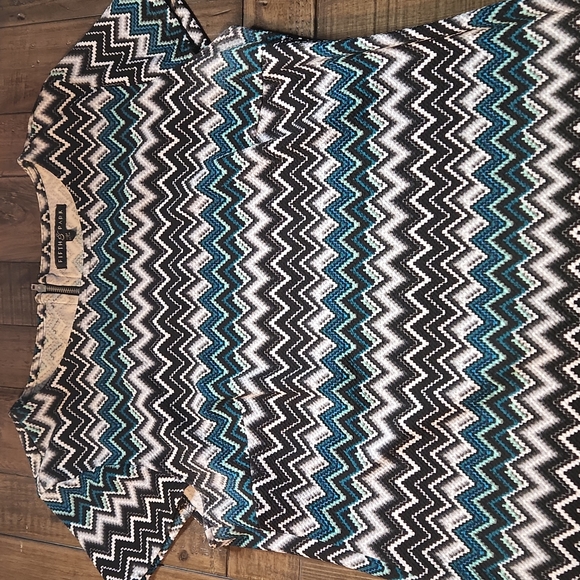 Fifth Park Green and Black Chevron Classic Women's Size Large Casual Dress - Picture 2 of 8